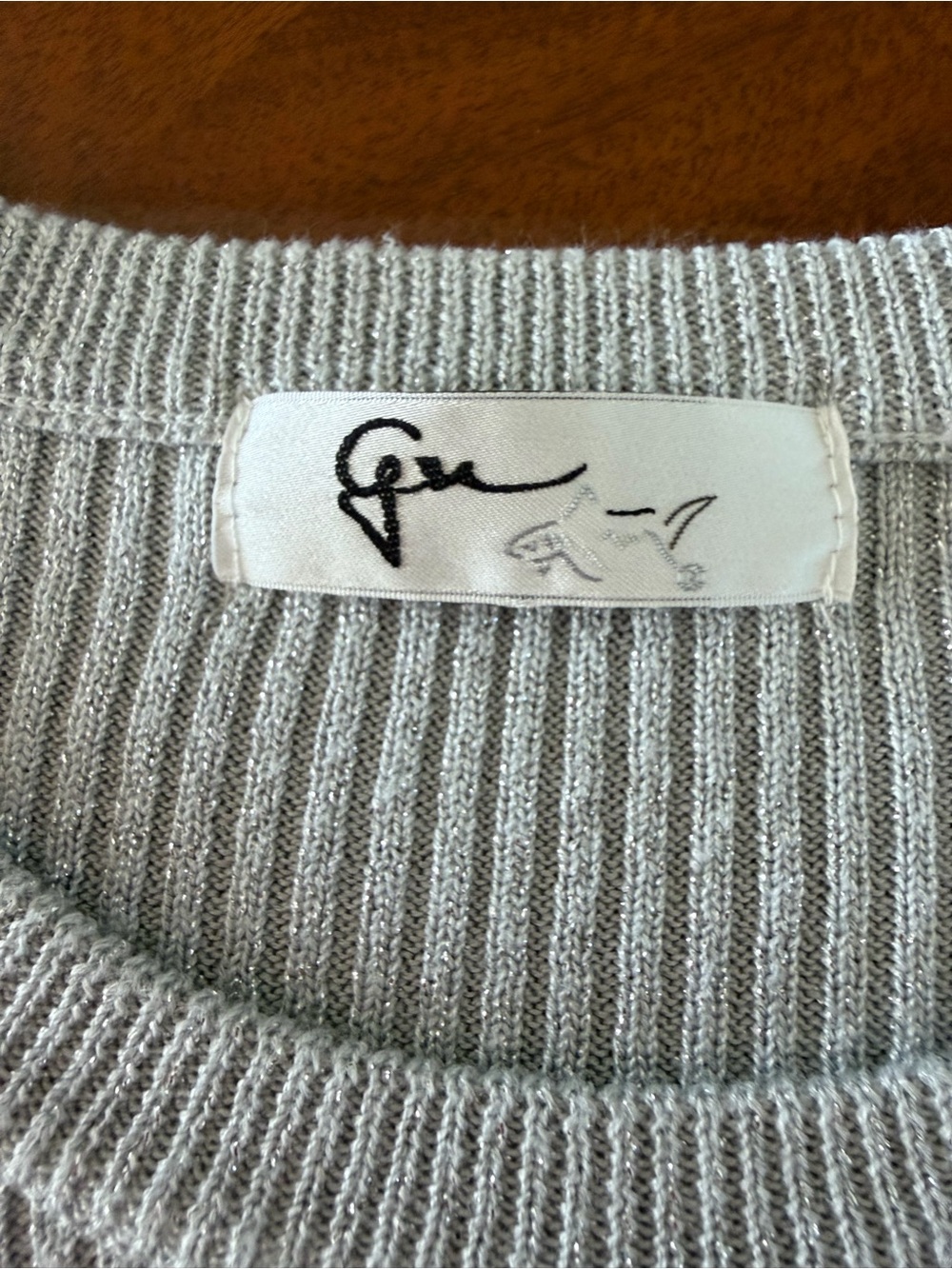 Crewneck Ribbed Sweater - Light Silver Metallic - Picture 3 of 7
